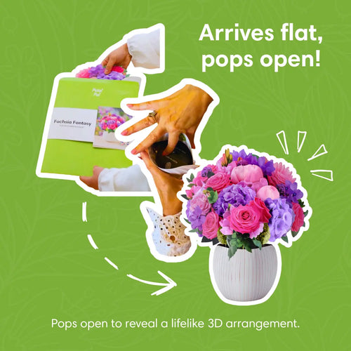 Fuchsia fantasy pop-up boeket