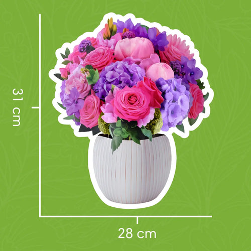 Fuchsia fantasy pop-up boeket